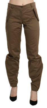 Ermanno Scervino Brown Mid Waist Straight Cotton Pants -   -  Ermanno Scervino.